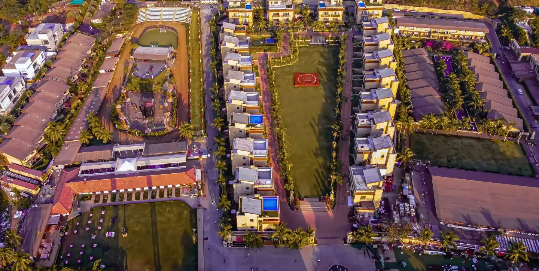 Aerial view of Della Resorts luxury five star experiential resort in Lonavala