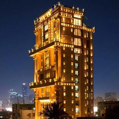 Della Tower night facade lighting and architecture by Jimmy Mistry