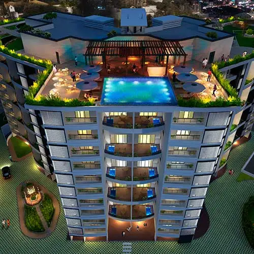Luxury residential balcony architecture at Grande Exotica designed by Jimmy Mistry