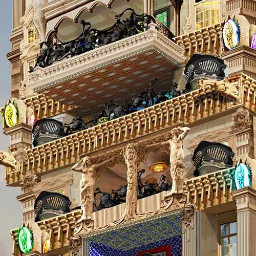 Luxury balcony architectural design at Nishit Mahal by Jimmy Mistry