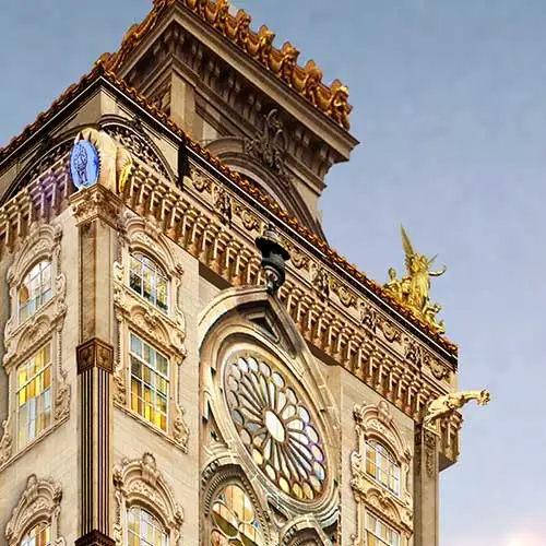 Ornate architectural detailing of Nishit Mahal designed by Jimmy Mistry
