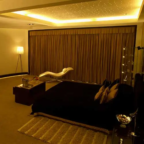 Luxury hotel corridor interior architecture at Sahara Star designed by Jimmy Mistry