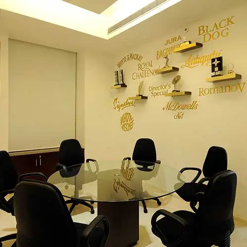 Meeting room interior at UB Group headquarters designed by Jimmy Mistry