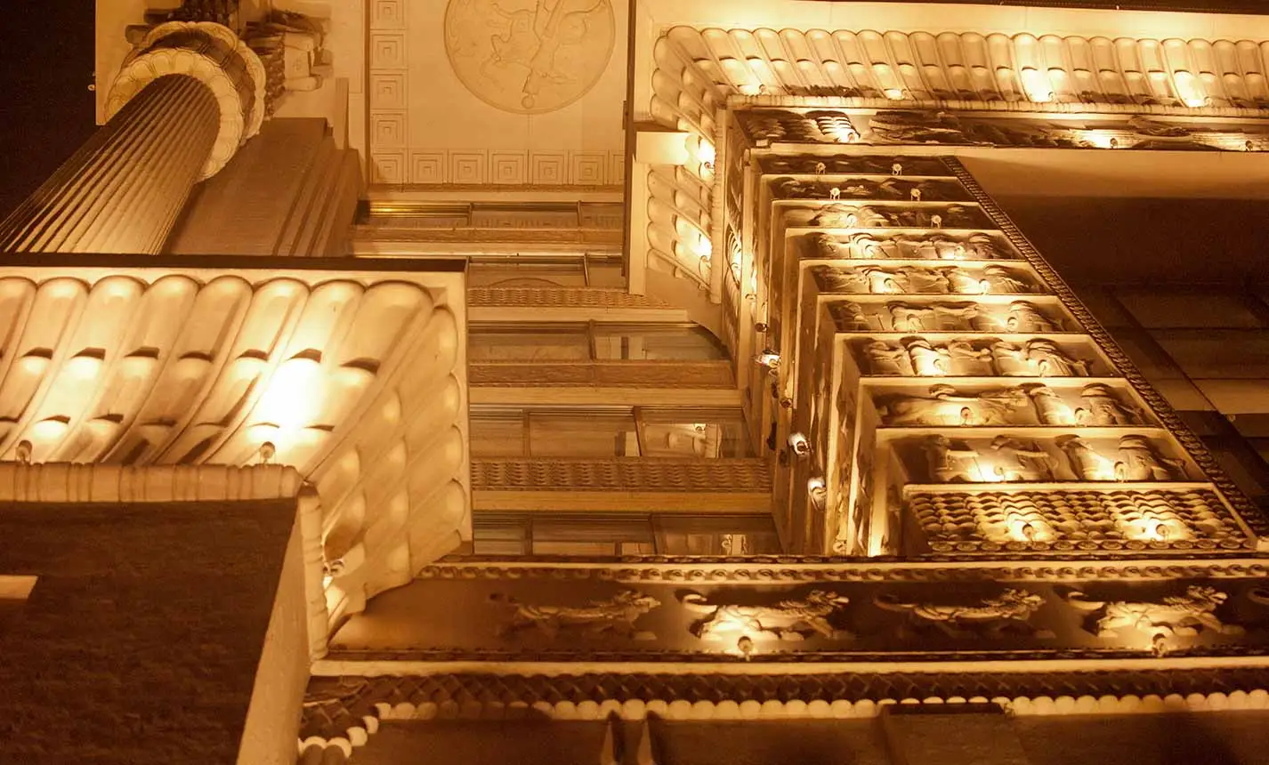 Ornamental architectural design at Della Tower