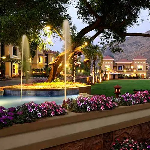 Luxury garden fountain view at Della Resorts Villas