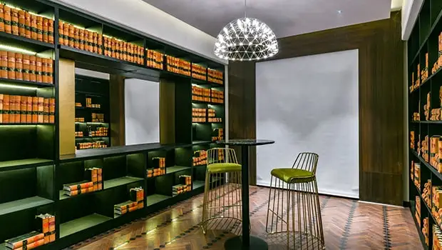 Private library interior designed by Jimmy Mistry