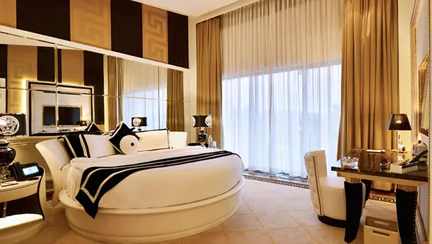 Luxury villa bedroom interior at Della Resorts in Lonavala