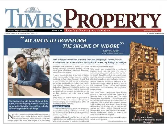 Jimmy Mistry press feature in Times Property, October 2012