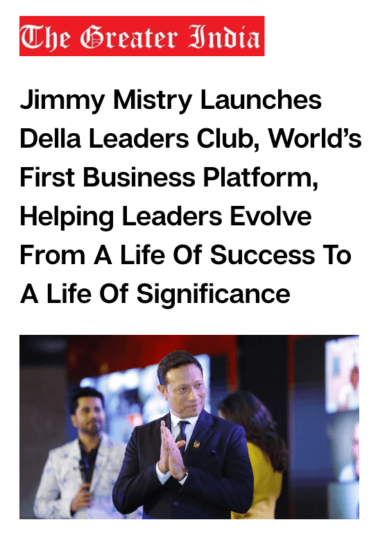 Jimmy Mistry press feature in THE GREATER INDIA, June 2021