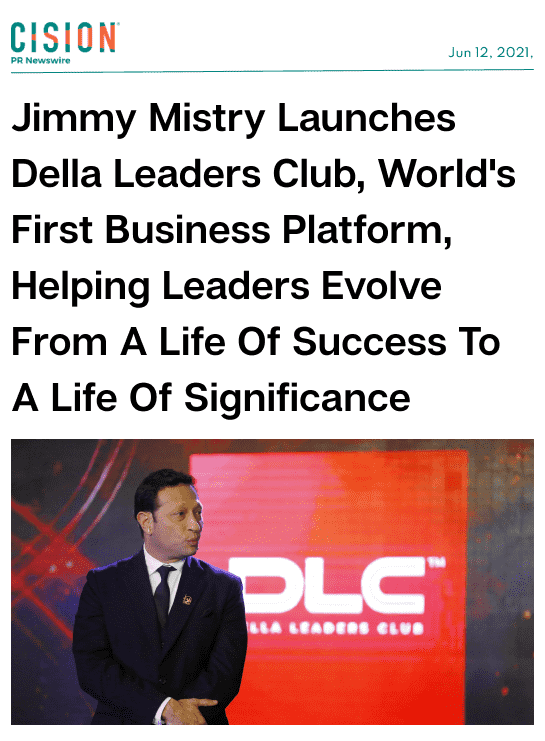 Jimmy Mistry press feature in PR NEWSWIRE, June 2021