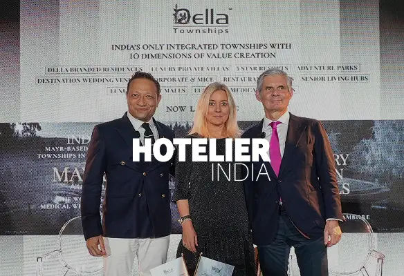 Della Townships and MayrLife representatives at a partnership announcement focused on medical wellness and real estate expansion in India