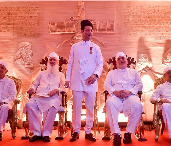 Jimmy Mistry with Parsi community leaders at Dadgah Saheb fire temple at Della Tower Mumbai